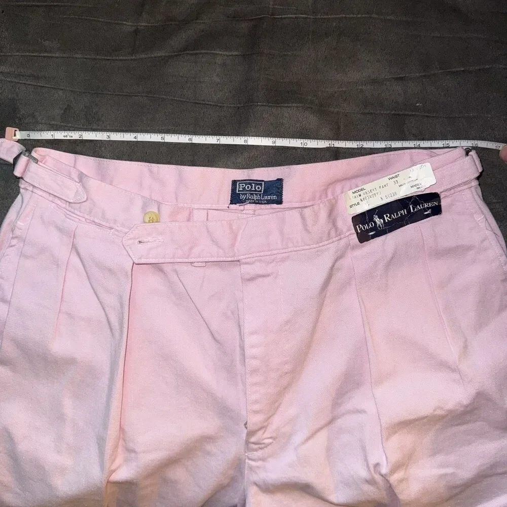 Vintage Polo Ralph Lauren Pink Pleated Palm Desert Pant Ivy League NOS 33x36 - Picture 14 of 16